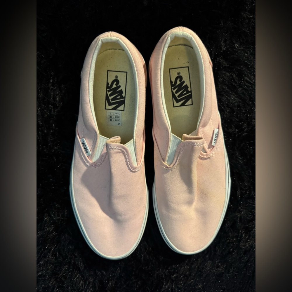 Vans Pink and White Slip-On Shoes